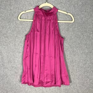 Sincerely Jules Top Womens Small Blouse‎ Satin Halter Pleated Flowy Silky Career